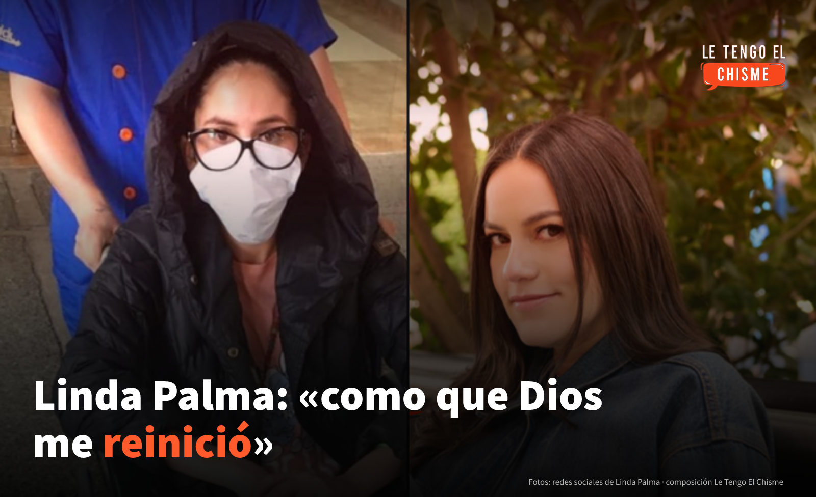 Linda Palma en silla de ruedas durante su crisis de esclerosis múltiple y recuperada, en fotos publicadas en sus redes sociales