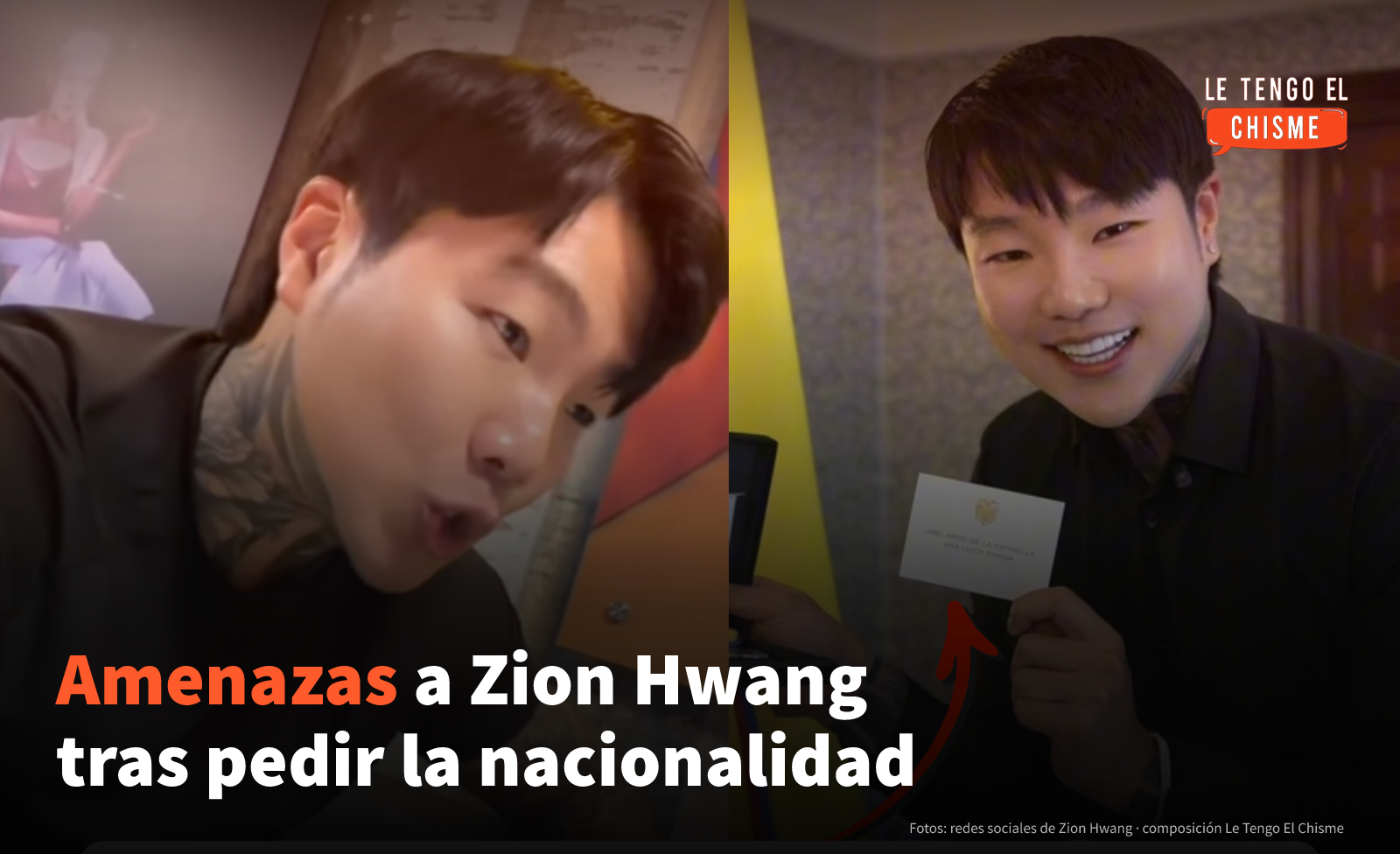 «Me levanté y encontré amenazas»: Zion Hwang denuncia mensajes tras pedir la nacionalidad colombiana 1 El creador de contenido Zion Hwang en sus videos sobre la nacionalidad colombiana
