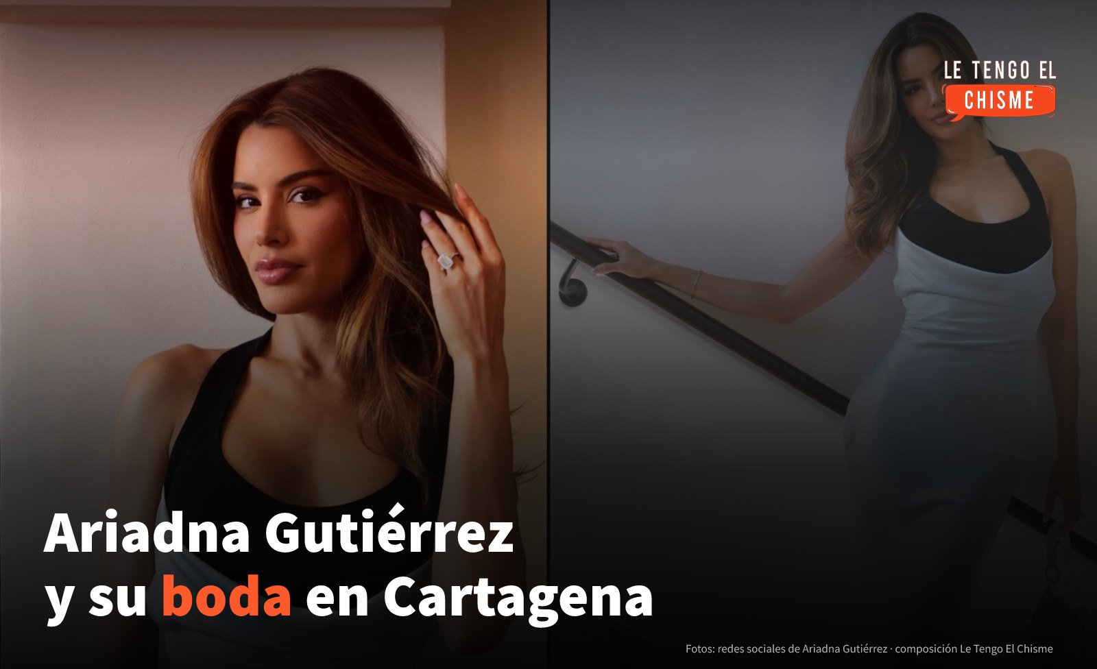 Ariadna Gutiérrez en dos fotografías de sus redes sociales