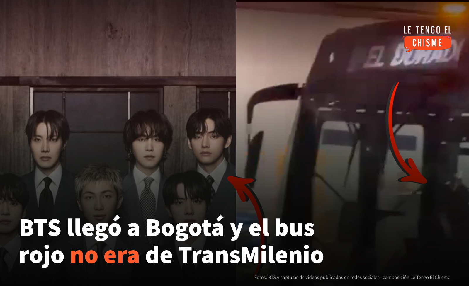 BTS llegó a Bogotá: el bus rojo no era de TransMilenio y así será la operación para los conciertos de El Campín 1 BTS y el bus rojo del aeropuerto El Dorado en imágenes de su llegada a Bogotá