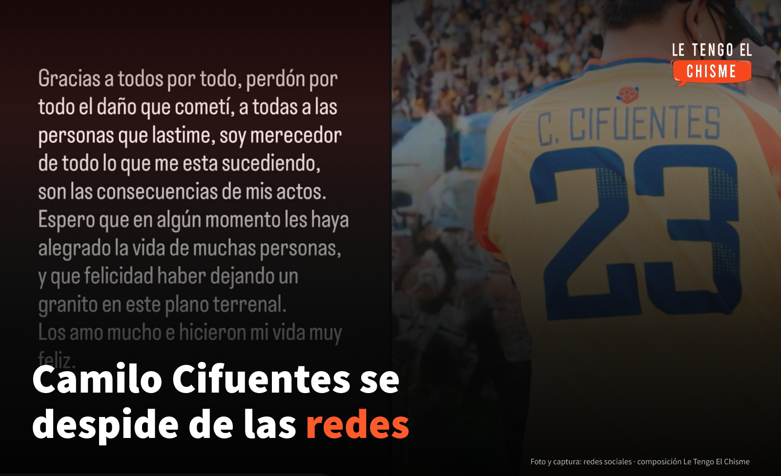 «Perdón por todo el daño que cometí»: Camilo Cifuentes se despide de las redes tras las acusaciones de su expareja y «La Mijita»