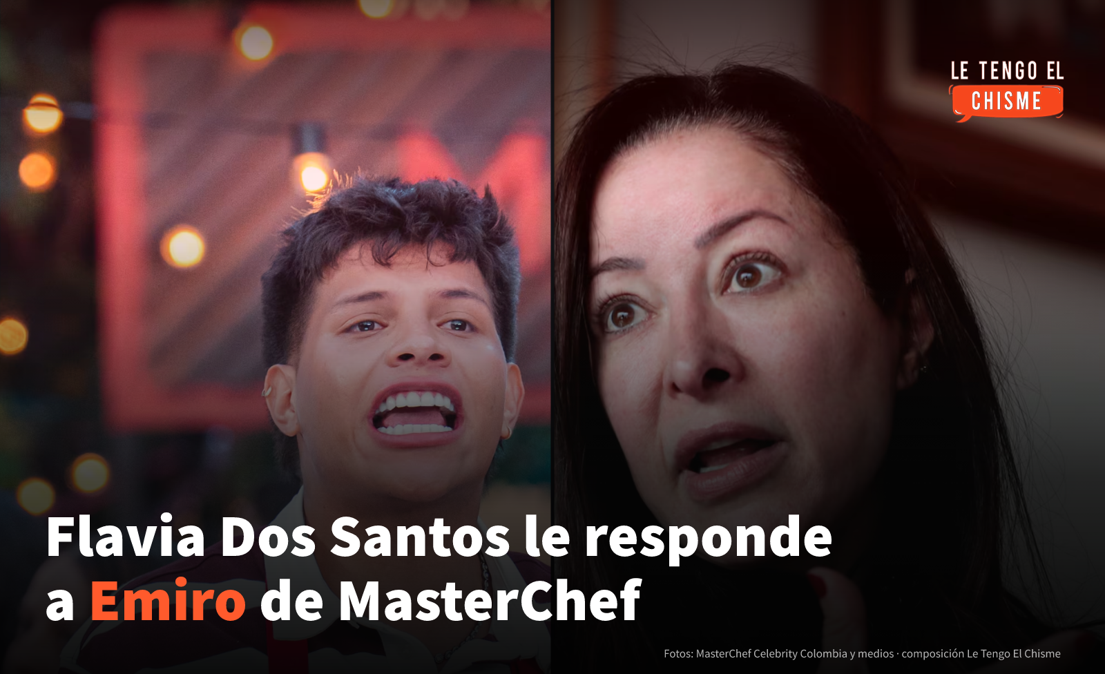 Emiro Navarro con el delantal de MasterChef Celebrity y Flavia Dos Santos, en fotos publicadas en medios y redes sociales