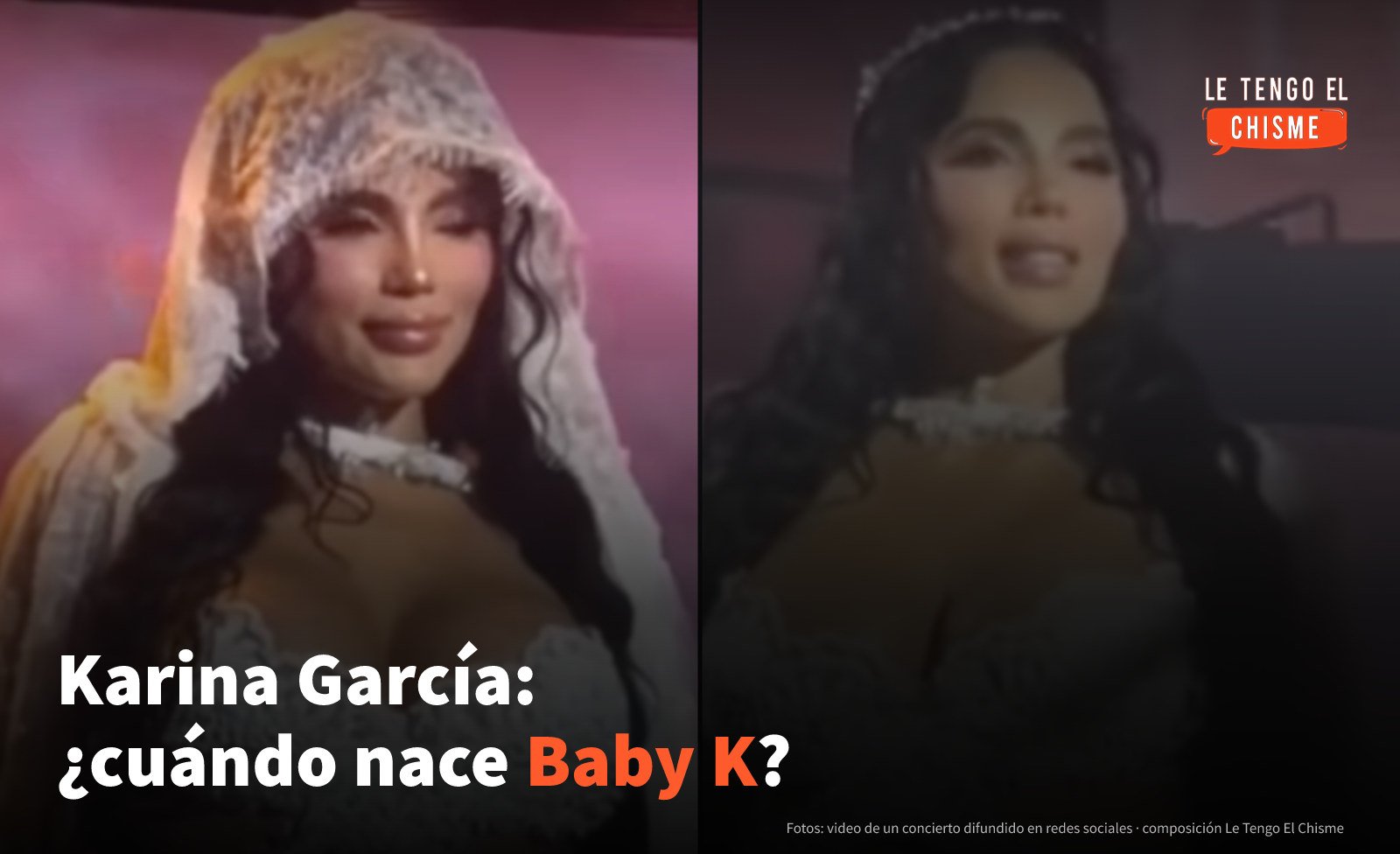 Karina García en dos imágenes de un concierto