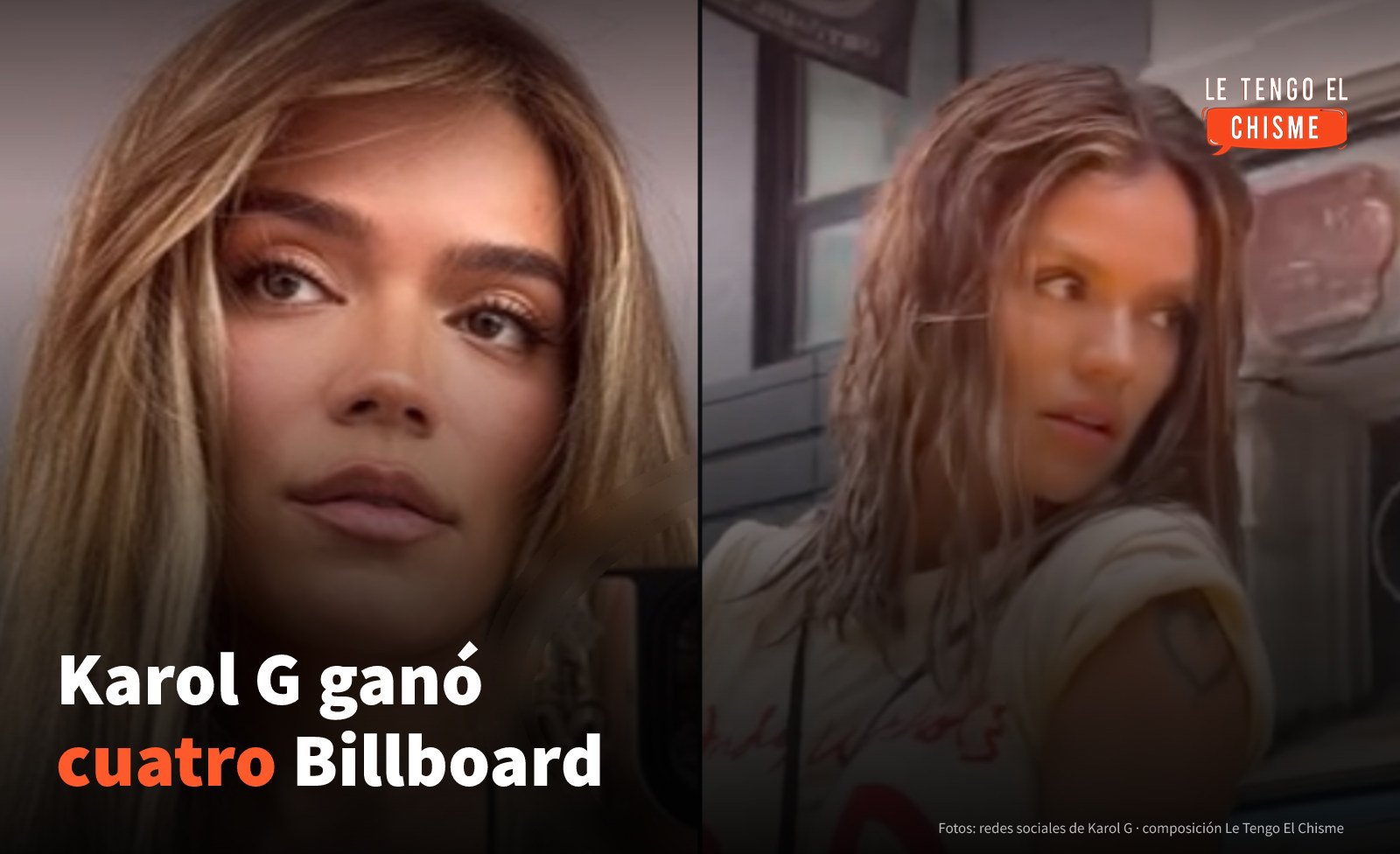 Karol G en dos fotografías de sus redes sociales