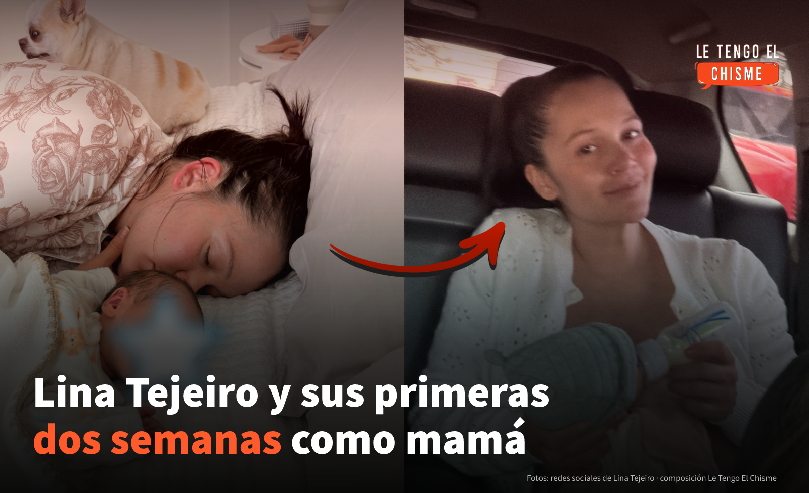 «Apenas llevamos 14 días juntos y siento que te conozco de toda la vida»: Lina Tejeiro, sobre sus primeras dos semanas como mamá de Gael 1 Lina Tejeiro con su bebé en fotos publicadas en su Instagram, con el rostro del niño cubierto